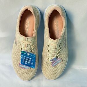 Skechers Women's Beige Sneakers 6 Casual Bungee Summit Calm Harmony Slip-on Mesh